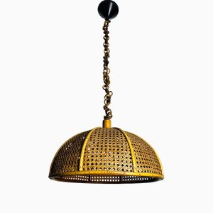 Mid-Century Hängelampe aus Holz aus Bambus, Italien, 1960er