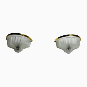 French Art Deco Brass and Aluminium Sconces, France, 1940s, Set of 2