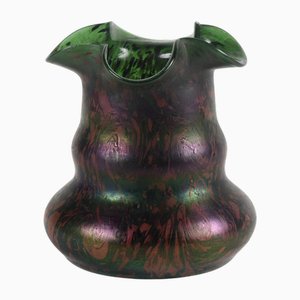 Painted Green and Purple Glass Vase