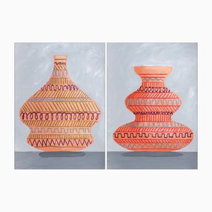 Gio Bellagio, Tribal Scribble Pots Diptych, 2024, Mixed Media on Paper