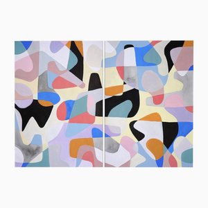 Ryan Rivadeneyra, Shuffled Modernist Forms Diptych, 2024, Acrylic on Paper