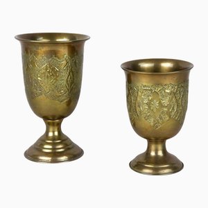 Antique Biedermeier Brass Goblets, 1860, Set of 2