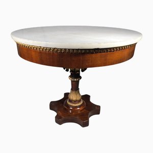 Runder italienischer Tisch mit Tischplatte aus Carrara Marmor, 1860er