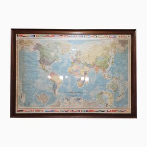 Planisphere Le Monde Politique Globuskarte, National Geographic Institute, Frankreich, 20. Jahrhundert