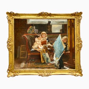 Edgard Farasyn, Die schelmischen kleinen Künstler, 1881, Öl auf Leinwand