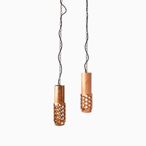 Brutalist Copper Pendants, 1960s, Set of 2
