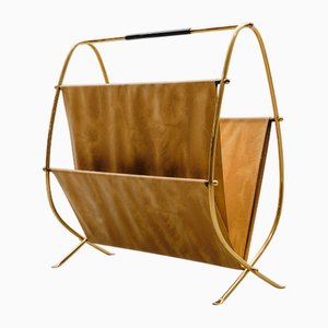 Porte-Revues Mid-Century Moderne en Laiton, 1950s Italie