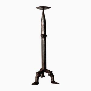 French Brutalist Iron Pricket Candleholder, 1940s