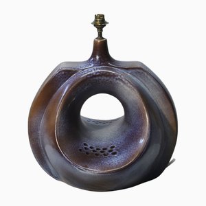 Große Mid-Century Tischlampe aus Keramik von Fred & Andrée Stocker, Frankreich, 1977