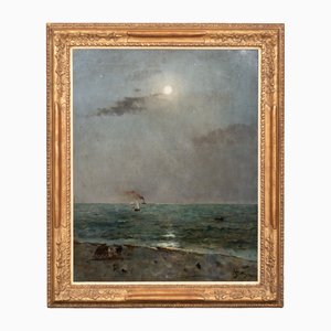 Alfred Stevens, Chiaro di luna sul mare, 1892, Olio su tela