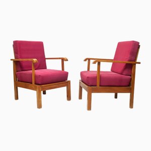 Morris Stühle mit verstellbarer Rückenlehne aus Kirschholz, 1920er, 2er Set