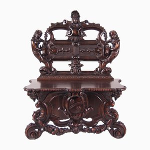 Renaissance Revival Figural Carved Hall Chair
