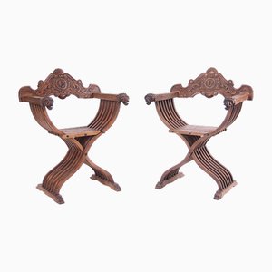 Sillas Savonarola de principios del siglo XIX. Juego de 2