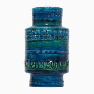 Vaso Mid-Century in ceramica blu di Montelupo & Londi per Bitossi, Italia, anni '60