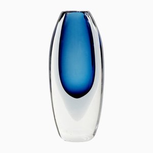 Vase Sommerso Mid-Century Scandinave en Verre par Vicke Lindstrand pour Kosta, Sweden, 1960s
