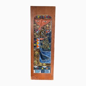 Ceramic Madonna Painting by Alain di Bin, 1960s