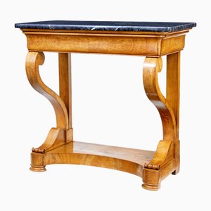 Mid 19th Century Swedish Elm Marble Top Console Table, 1860s