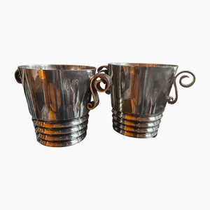 Versilberte Art Deco Champagnerkühler, Frankreich, 1920er, 2er Set