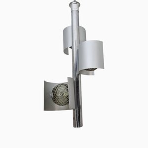 Lámpara colgante vintage de acero con esferas de cristal de Murano, años 70