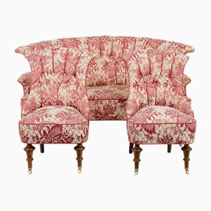 Early 20th Century 3 Piece Upholstered Salon Suite, 1900s, Set of 3