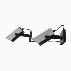 Vintage Danish Pop Art Wall Lamps in Black & White Steel by Davis Lampe, 1970s, Set of 2