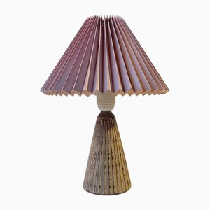 Pink Shaded Table Lamp in Glazed and Fluted Ceramic by Søholm, 1960s