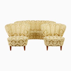 Mid 20th Century Shell Back Wohnzimmer Suite, 1950er, 3er Set