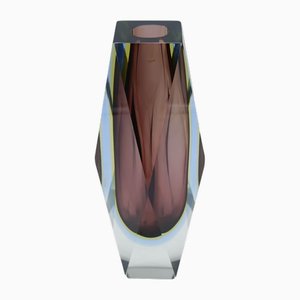 Facettierte Vase aus Muranoglas, Luigi Mandruzzato zugeschrieben, Italien, 1950er