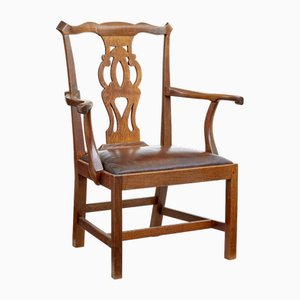 19th Century Shepherds Crook Oak Armchair, 1840s