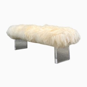 Weiße Yeti Bank aus echtem Schaffell von Area Design
