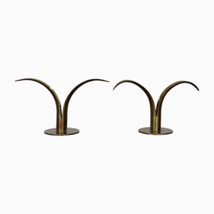 Liljan Flower Kerzenhalter aus Messing von Ivar Alenius Björk für Ystad Metall, Schweden, 1940er, 2er Set