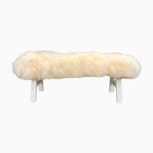 White Yeti Real Sheepskin Bench by Area Design