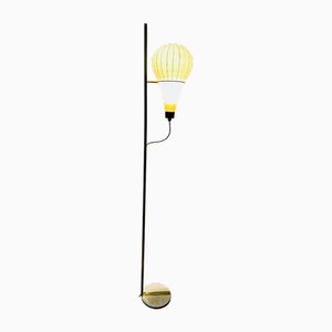 Floor Lamp in Opal Glass & Brass, 1960s