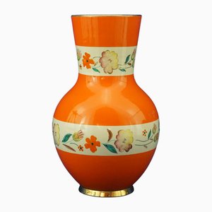 Art Déco Orange Colored Vase in Majolica from Pucci, Italy, 1900s