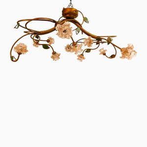 12-flammige Deckenlampe aus Eisen mit Muranoglas