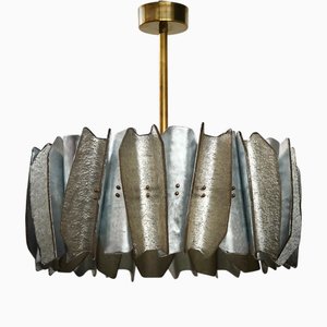 Murano Round Art Glass and Brass Chandelier, 2000