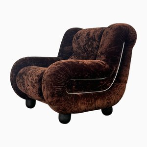 Vintage Italian Chair in Dark Brown Velvet