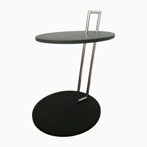 Round Black and Chrome Coffee Table by Eileen Gray