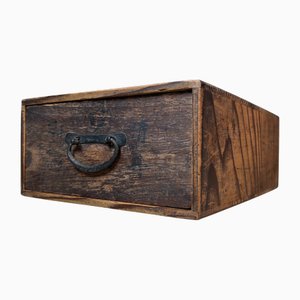 Japanese Wooden Home Apothecary Box with Drawer, 1940s
