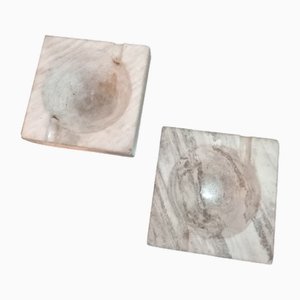 Rosewood and Marble Ashtrays, 1980s, Set of 2