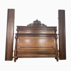 French Double Bed Frame in Carved Oak