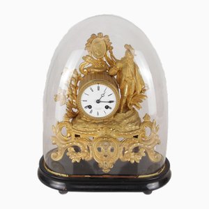 Orologio a pendolo antico placcato in oro, Germania, metà XIX secolo