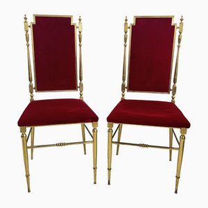 Italienische Mid-Century Messing Stühle, 1950er, 2er Set