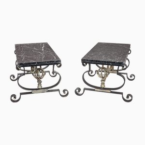 Art Deco Coffee Tables attributed to Gilbert Poillerat, 1940s, Set of 2