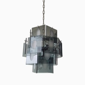 Kronleuchter aus Murano Rauchglas, Vistosi zugeschrieben, 1970er