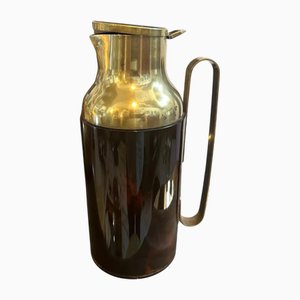 Mid-Century Modern Faux Tortoise Shell Bakelite and Brass Thermos Carafe, 1950s