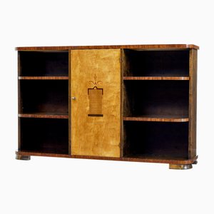 Vintage Scandinavian Birch Inlaid Open Bookcase, 1950