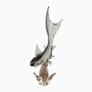 Escultura de tiburón vintage grande de cristal de Murano, Italia, años 70