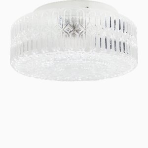 Mid-Century Round Textured Glass Flush Mount