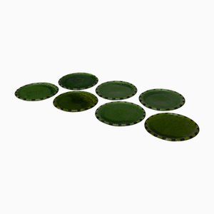 Enamelled Stoneware Dessert Plates by Suzanne Ramié for Madoura, 1950s, Set of 7